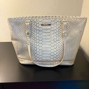 Brahmin White Textured Tote Bag